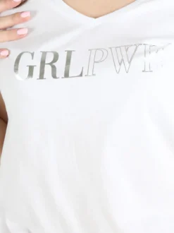 The People Rep T-shirt donna in cotone con scollo a V e stampa scritta
