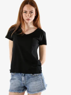 The People Rep T-shirt donna in cotone con scollo a V - nero