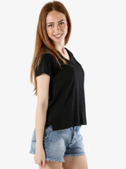 The People Rep T-shirt donna in cotone con scollo a V - nero