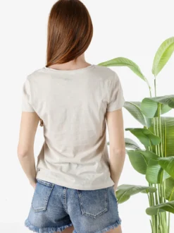 The People Rep T-shirt donna in cotone con scollo a V - sabbia