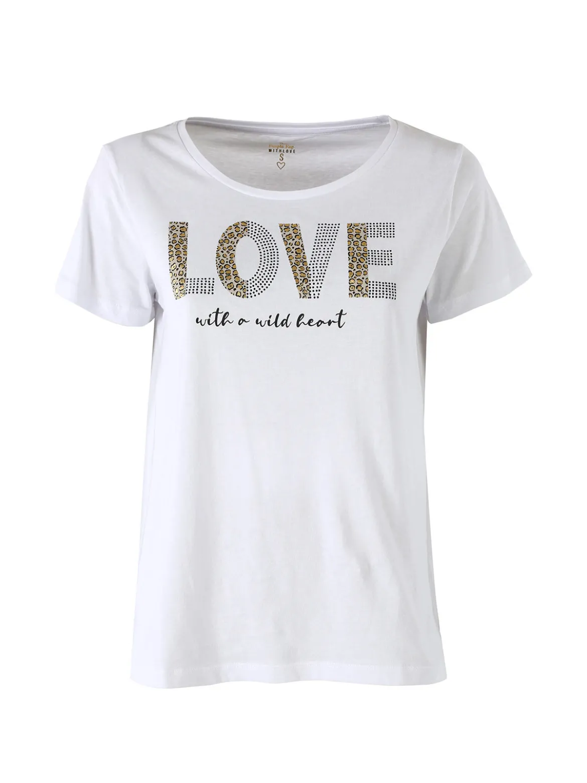The People Rep T-shirt donna in cotone con stampa animalier e micro borchie - bianco