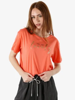 The People Rep T-shirt donna in cotone con stampa - arancione
