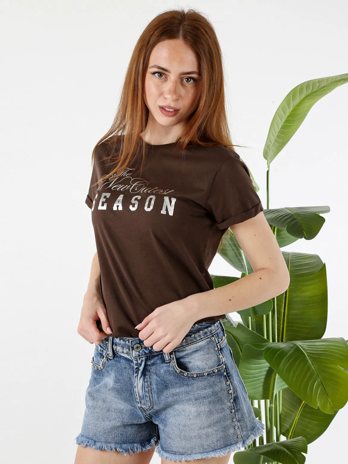 The People Rep T-shirt donna in cotone con stampa - moro