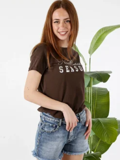 The People Rep T-shirt donna in cotone con stampa - moro