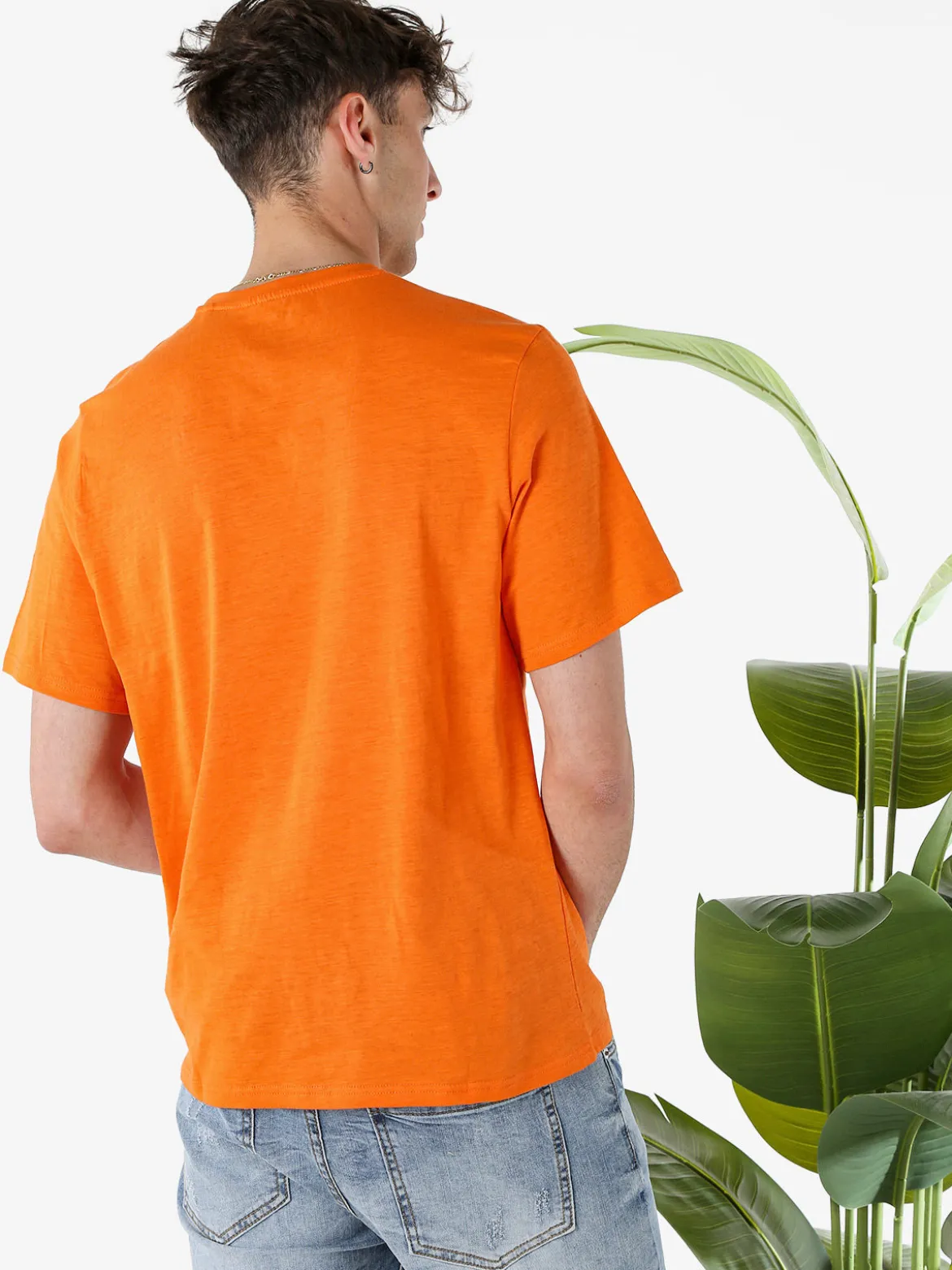 The People Rep T-shirt in cotone da uomo con taschino - arancione