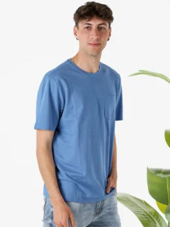 The People Rep T-shirt in cotone da uomo con taschino frontale - blu