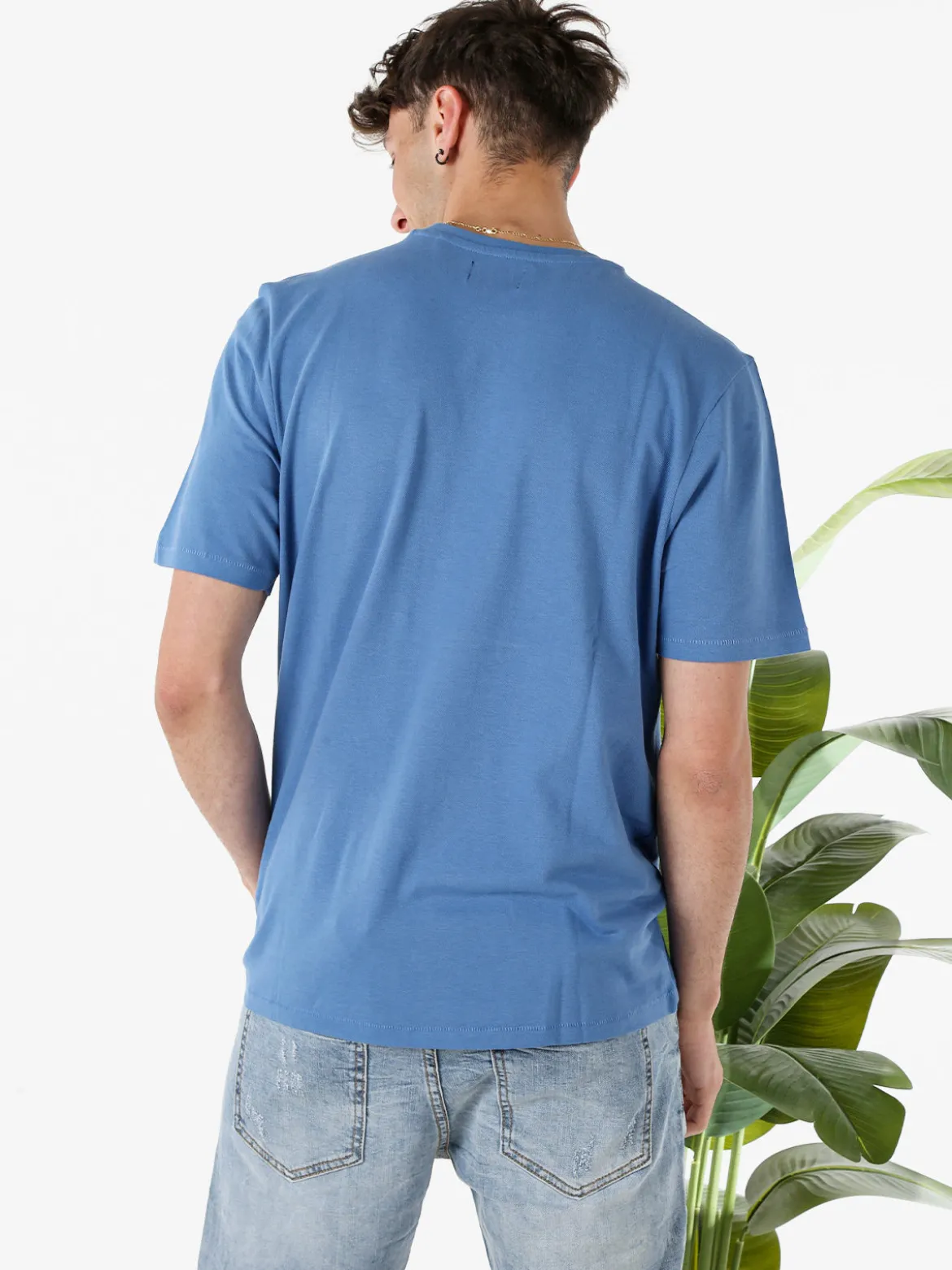 The People Rep T-shirt in cotone da uomo con taschino frontale - blu