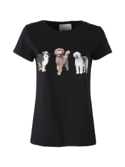 Timiami Collection T-shirt donna in cotone con stampa cani - nero