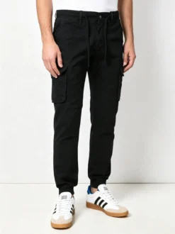 Tmk Pantaloni cargo da uomo in cotone con polsini - nero