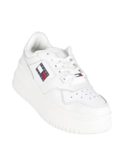 Tommy Jeans Retro Basket Flatf Sneakers in pelle donna con zeppa