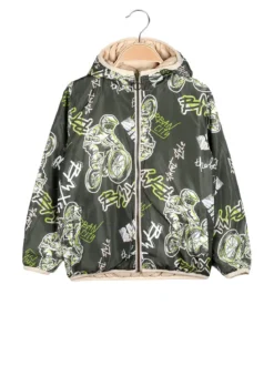 Top Style Giubbino 100 grammi da bambino reversibile con cappuccio e zip - beige