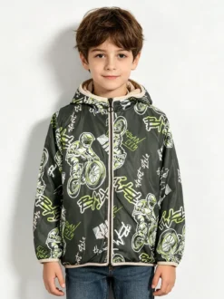 Top Style Giubbino 100 grammi da bambino reversibile con cappuccio e zip - beige