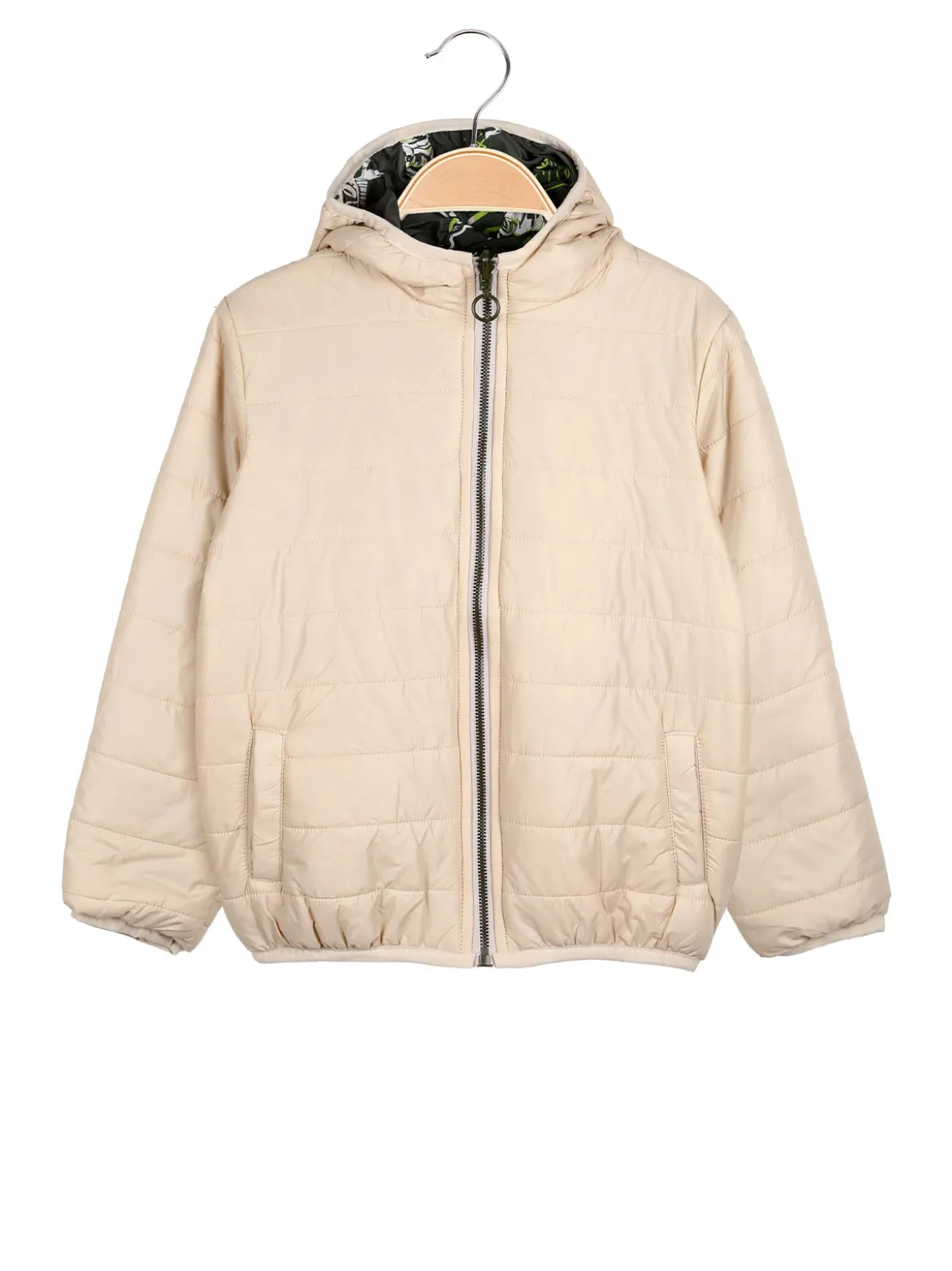 Top Style Giubbino 100 grammi da bambino reversibile con cappuccio e zip - beige