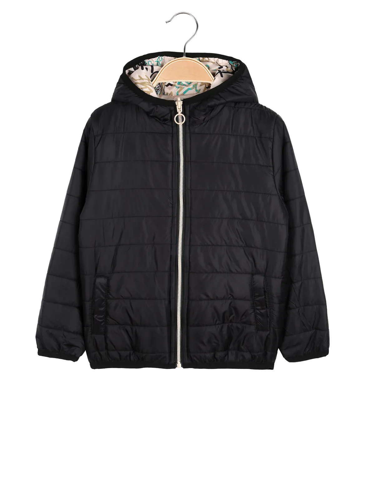 Top Style Giubbino 100 grammi da bambino reversibile con cappuccio e zip - nero