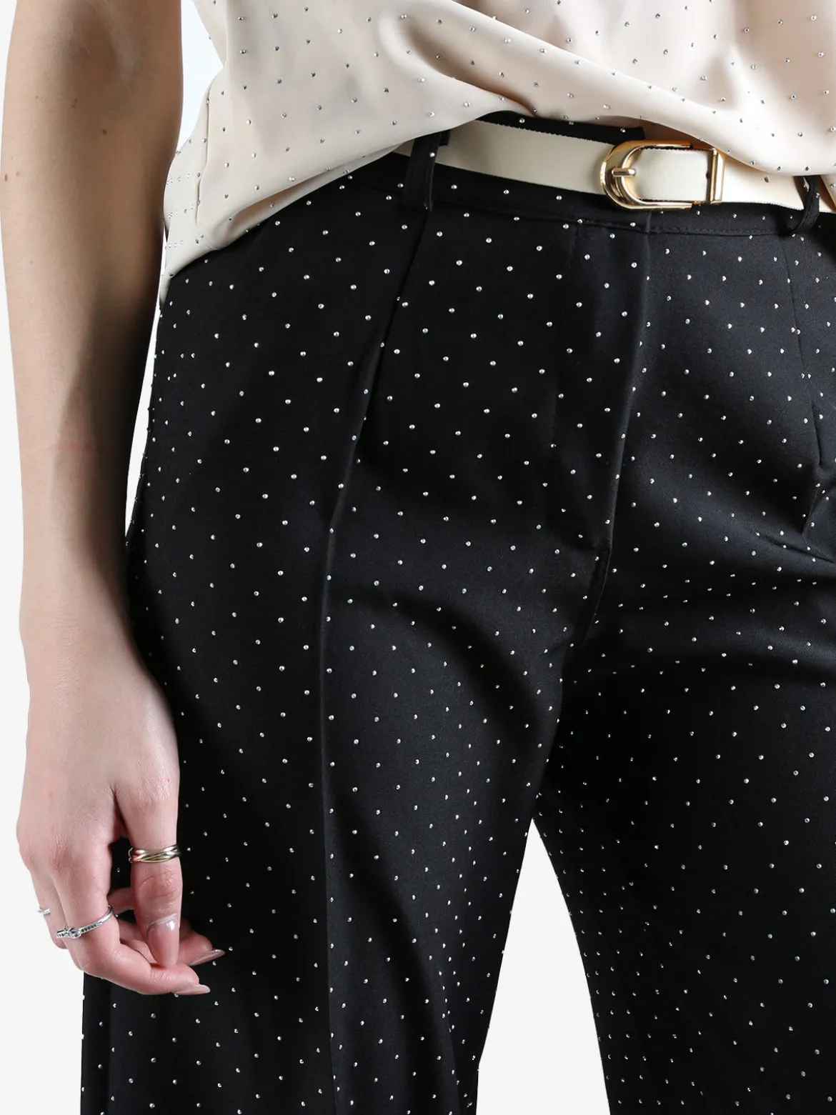 Top Trendy Pantaloni donna a gamba larga con strass