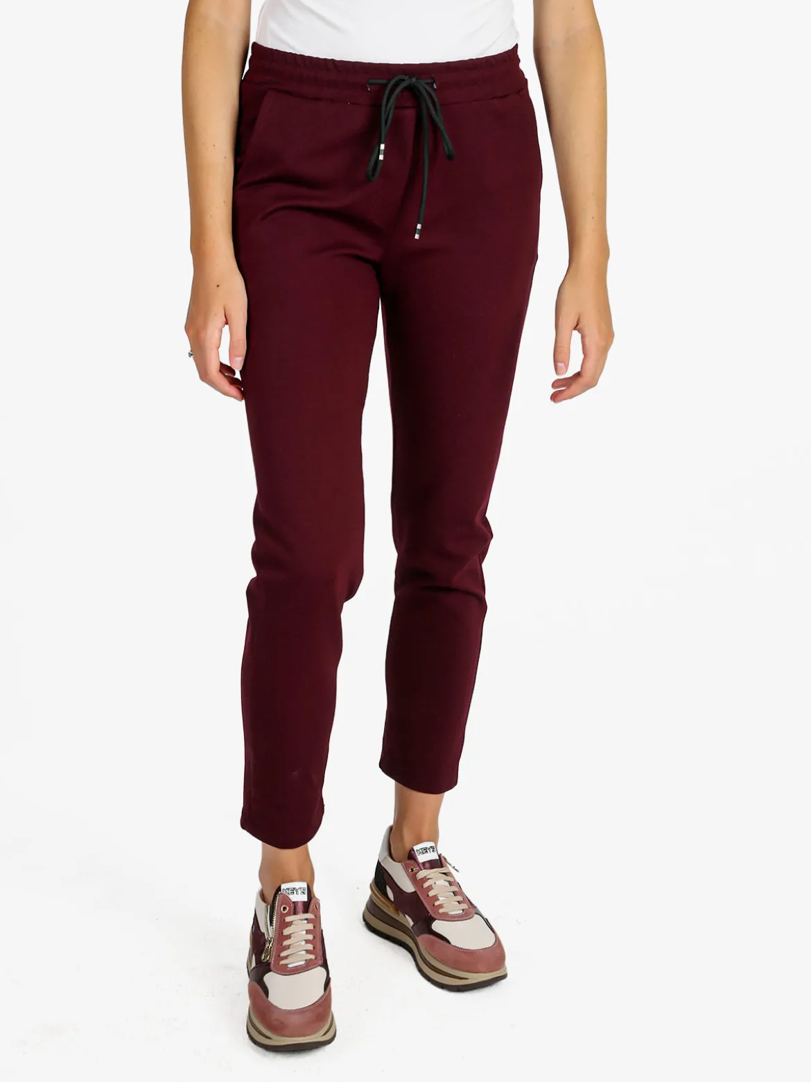 Top Trendy Pantaloni donna jogger con coulisse - bordeaux