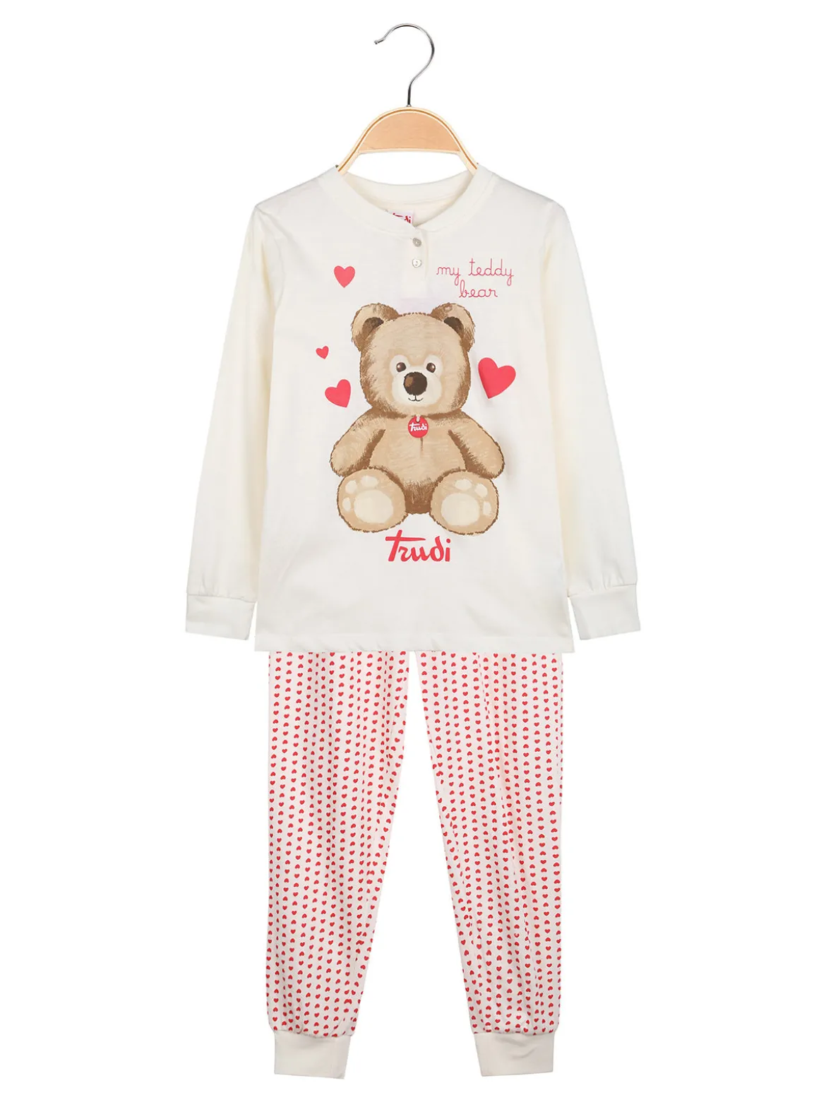 Trudi Pigiama lungo da bambina in cotone - panna