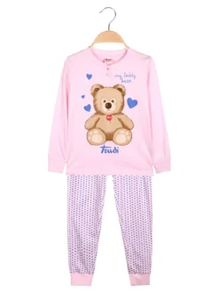 Trudi Pigiama lungo da bambina in cotone - rosa