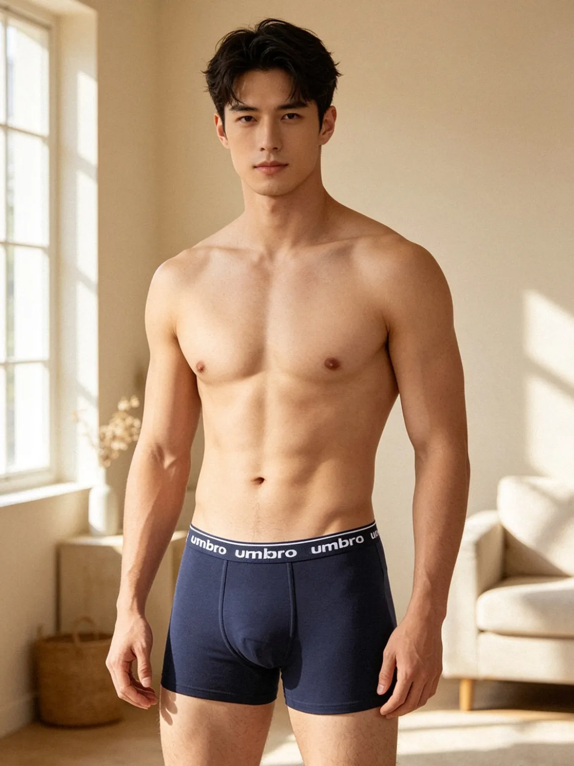 Umbro Boxer da uomo in cotone elasticizzato - blu scuro