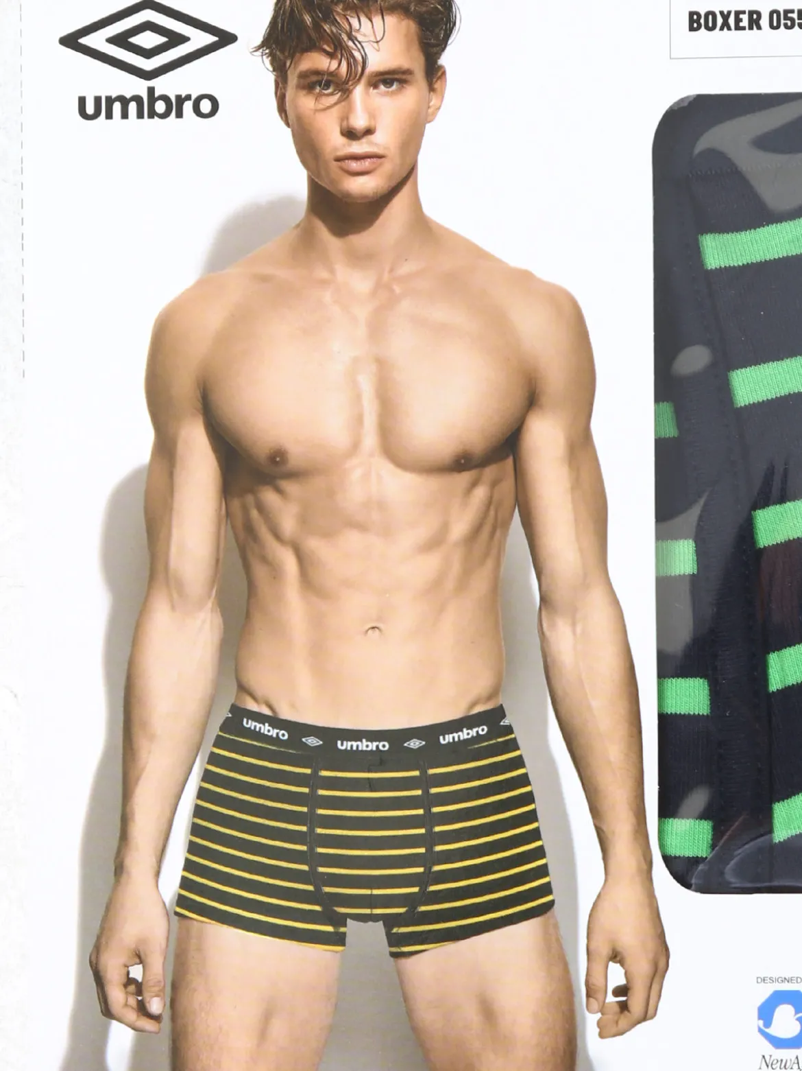 Umbro Boxer da uomo rigati in cotone elasticizzato - verde