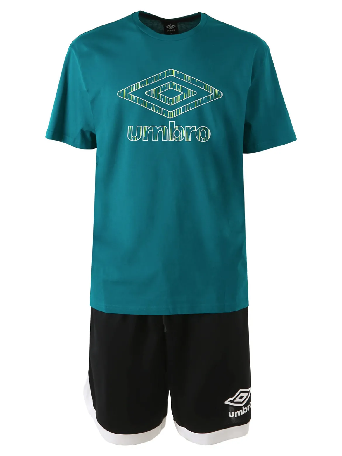 Umbro Completo corto da uomo con logo t-shirt in cotone e bermuda sportivi - verde