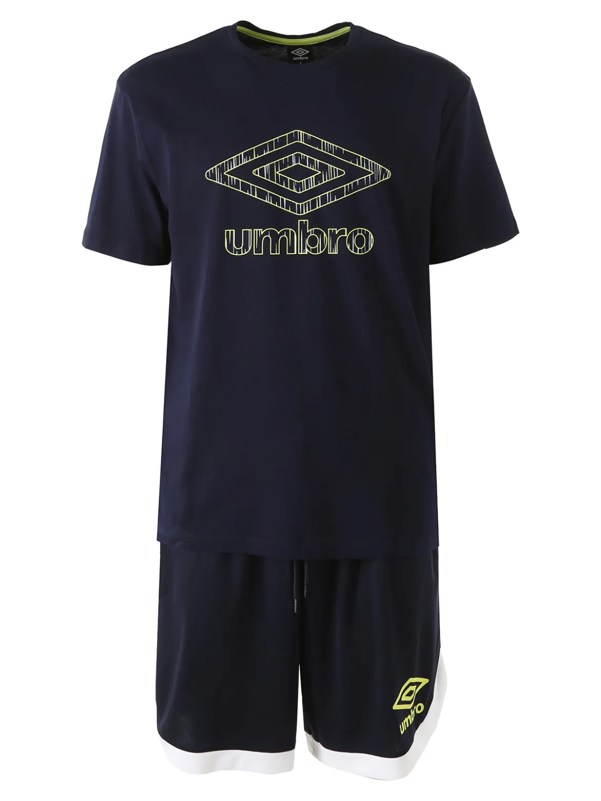 Umbro Completo corto da uomo con logo t-shirt in cotone e bermuda sportivi - blu scuro