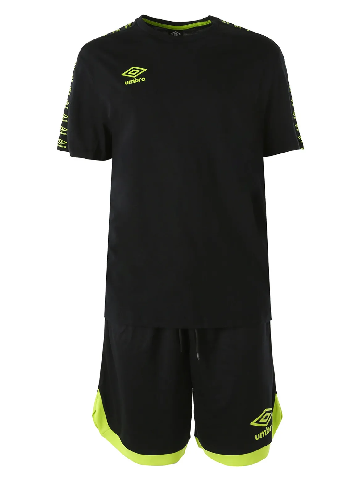 Umbro Completo corto da uomo con t-shirt in cotone e bermuda sportivo - nero