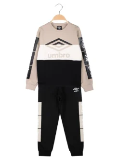 Umbro Completo tuta da bambino 2 pezzi girocollo con interno felpato - sabbia