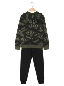 Umbro Completo tuta da ragazza 2 pezzi con cappuccio e interno felpato - militare