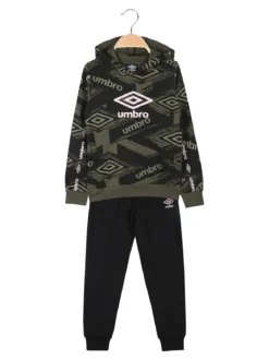 Umbro Completo tuta da ragazza 2 pezzi con cappuccio e interno felpato - militare