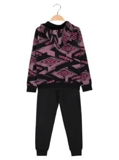 Umbro Completo tuta da ragazza 2 pezzi con cappuccio e interno felpato - porpora