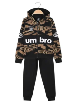 Umbro Completo tuta da ragazza 2 pezzi con cappuccio e zip - nero