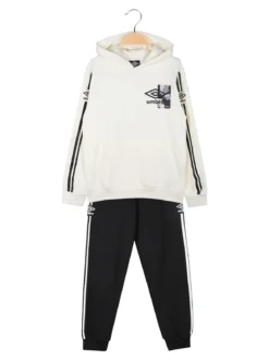 Umbro Completo tuta da ragazzo 2 pezzi con cappuccio e interno felpato - panna
