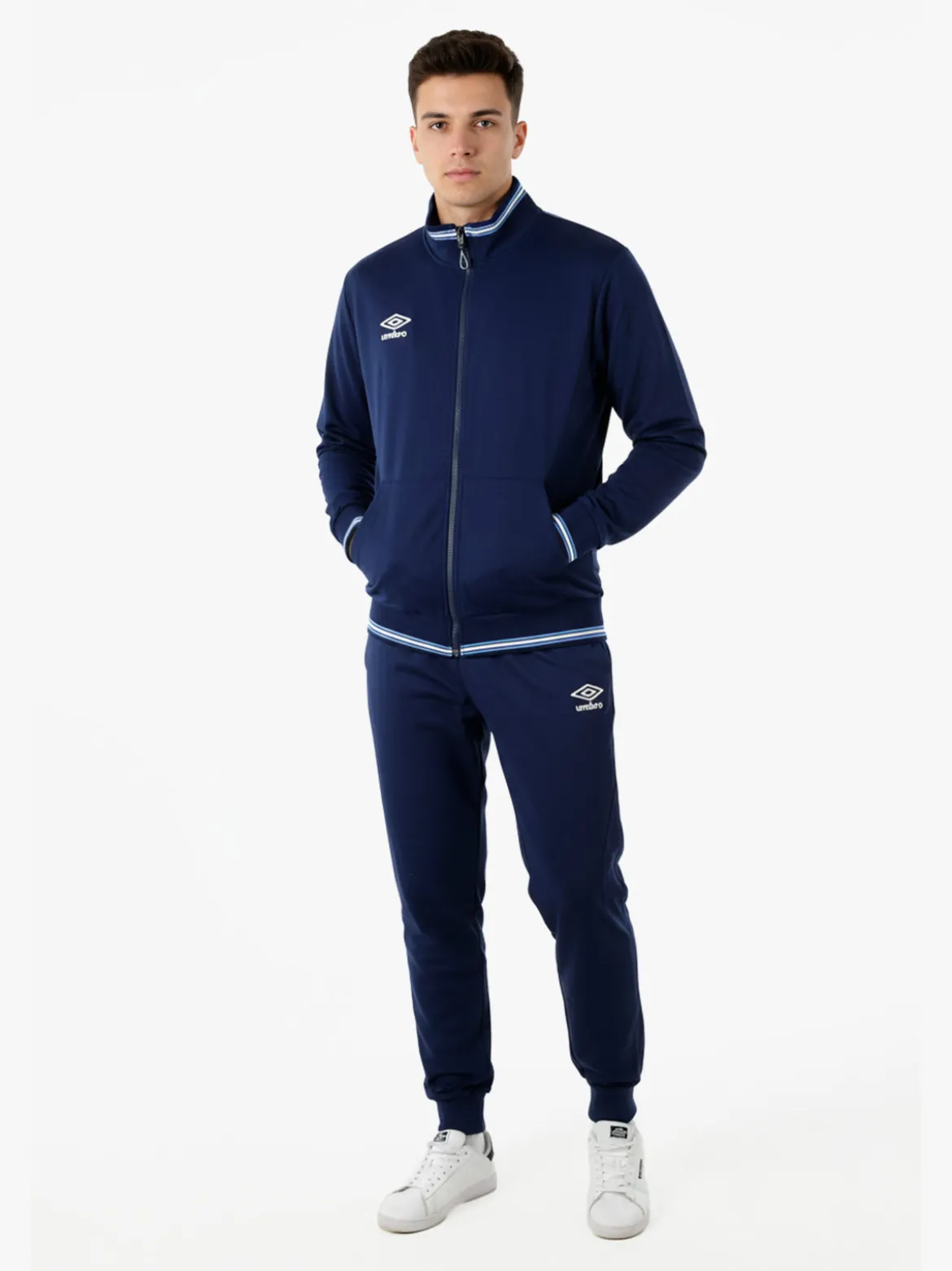 Umbro Completo tuta da uomo full zip in misto cotone - blu