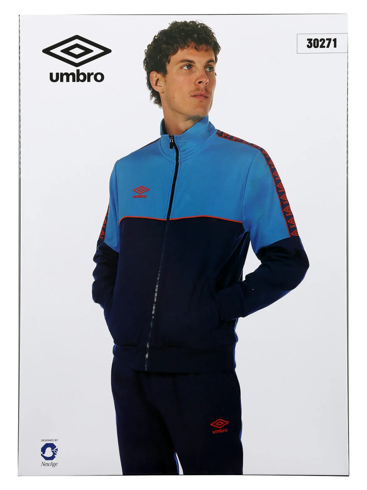 Umbro Completo tuta da uomo 2 pezzi full zip in misto cotone - blu scuro