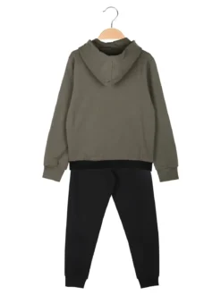 Umbro Completo tuta 2 pezzi da bambino con cappuccio e intero felpato - militare