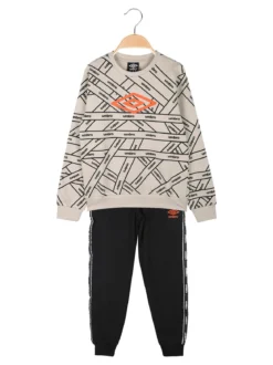 Umbro Completo tuta 2 pezzi da bambino con interno felpato - sabbia