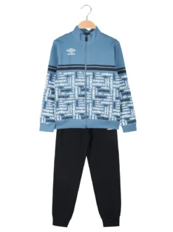 Umbro Completo tuta 2 pezzi da bambino con zip e stampa logo - azzurro