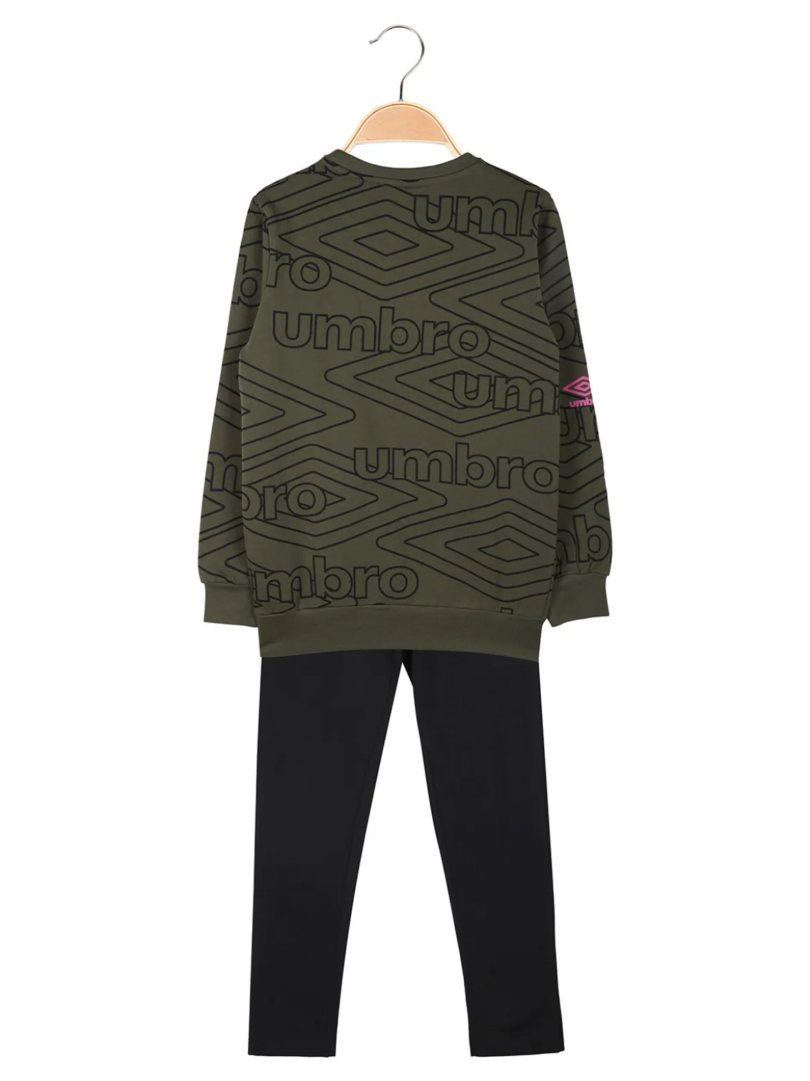 Umbro Completo tuta 2 pezzi da ragazza con interno felpato e stampa logo - militare