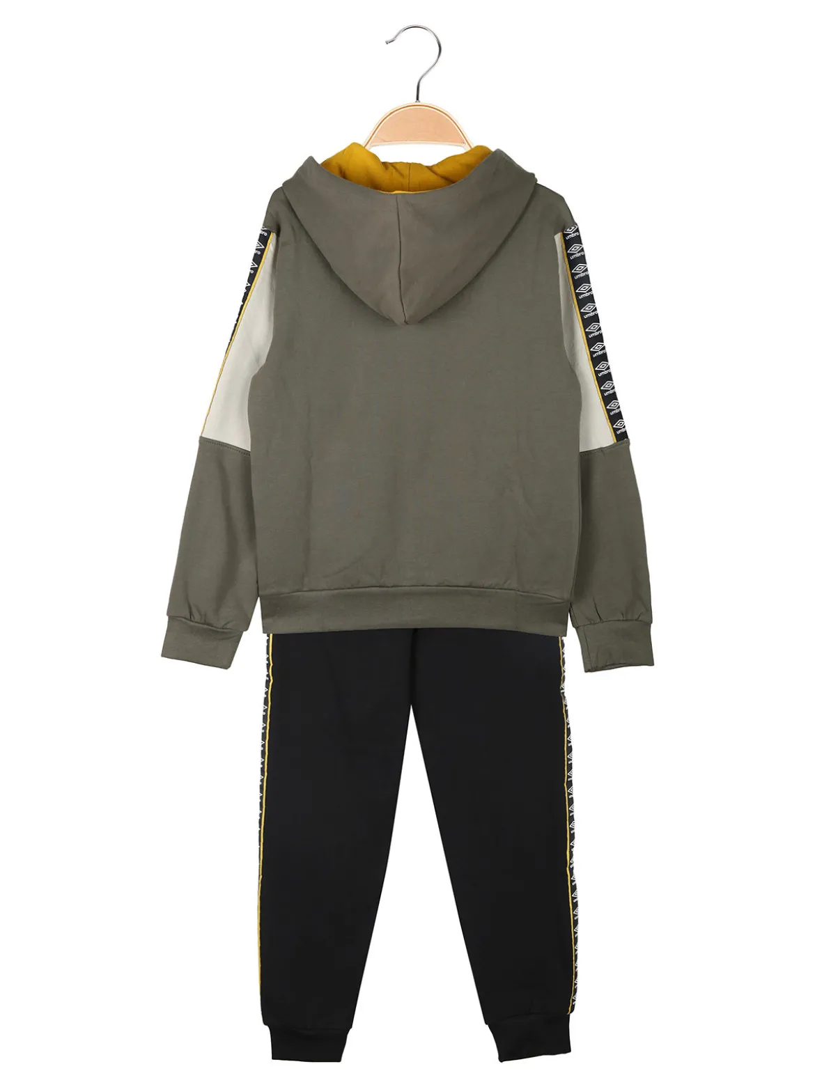 Umbro Completo tuta 2 pezzi da ragazzo con cappuccio e zip - miltiare