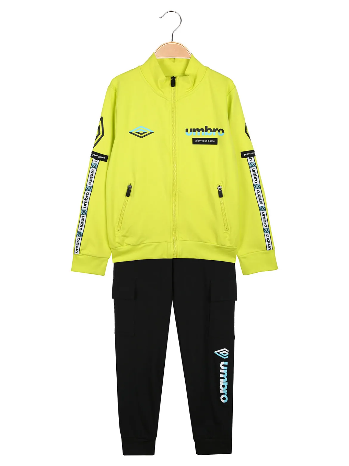 Umbro Completo tuta 2 pezzi da ragazzo full zip con pantaloni cargo - mela