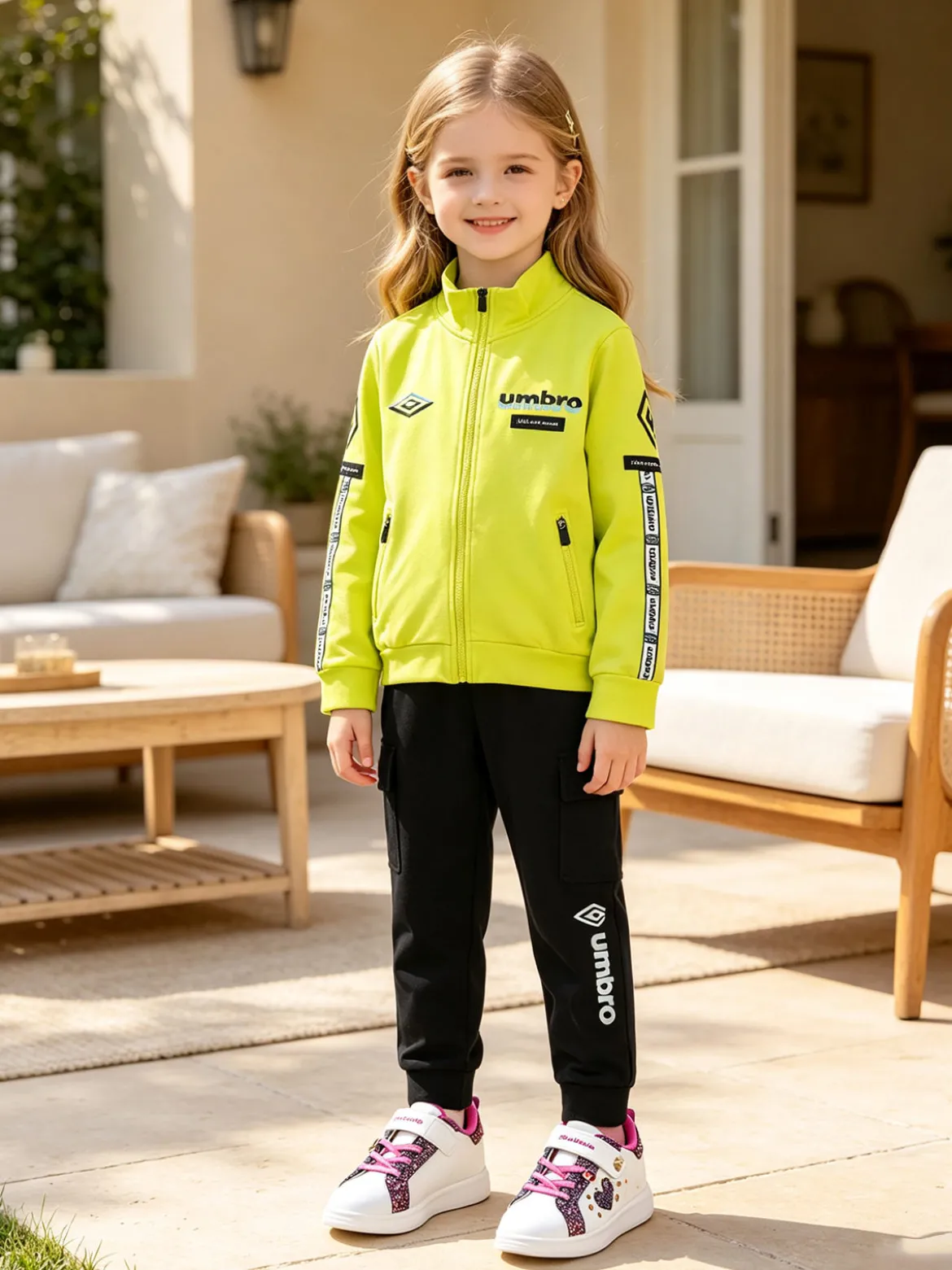 Umbro Completo tuta 2 pezzi da ragazzo full zip con pantaloni cargo - mela