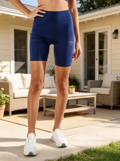 Umbro Shorts sportivi da donna in cotone elastico - blu