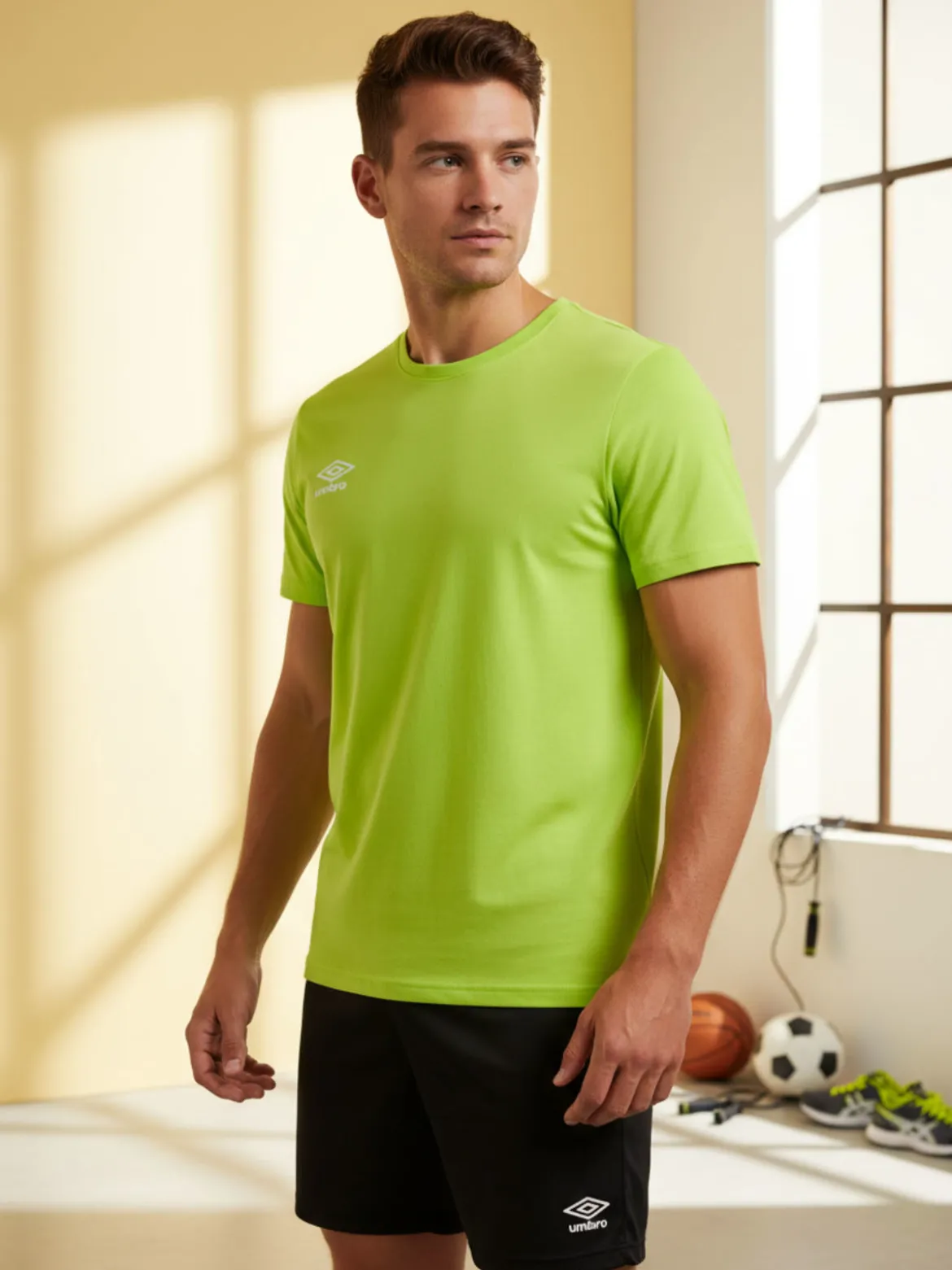Umbro T-shirt girocollo da uomo in cotone con logo - mela