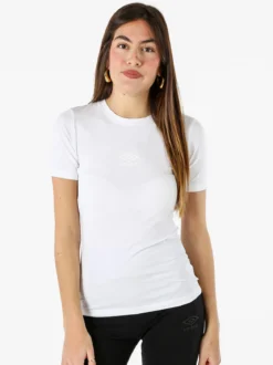 Umbro T-shirt sportiva da donna in cotone elasticizzato - bianco