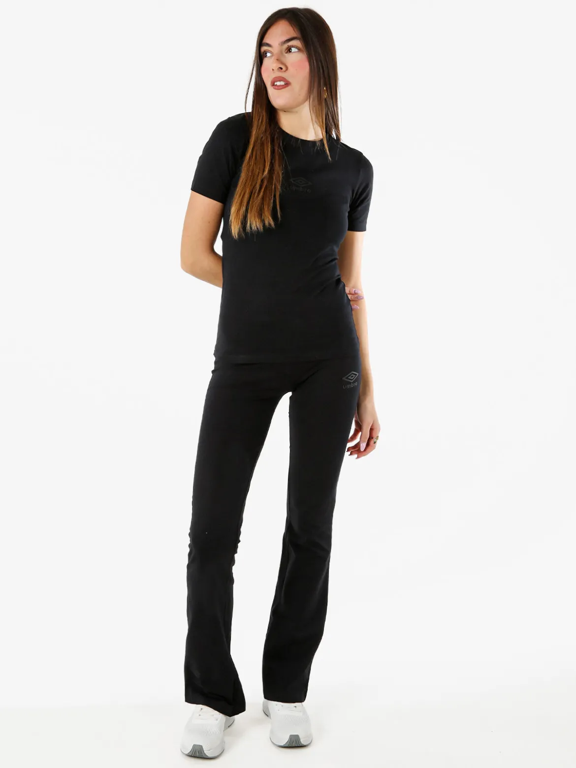Umbro T-shirt sportiva da donna in cotone elasticizzato - nero