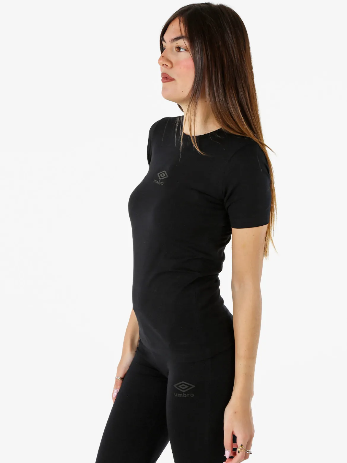 Umbro T-shirt sportiva da donna in cotone elasticizzato - nero
