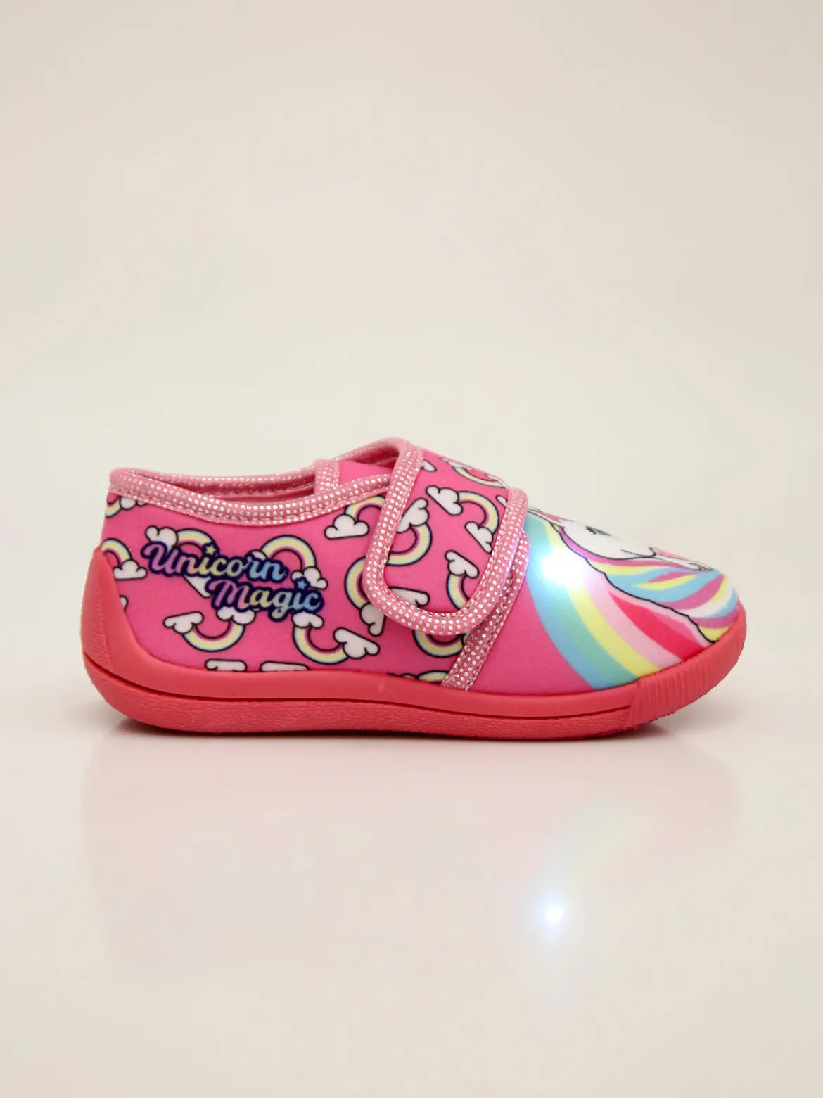 Unicorn Pantofole da bambina con strappo e luci - fucsia