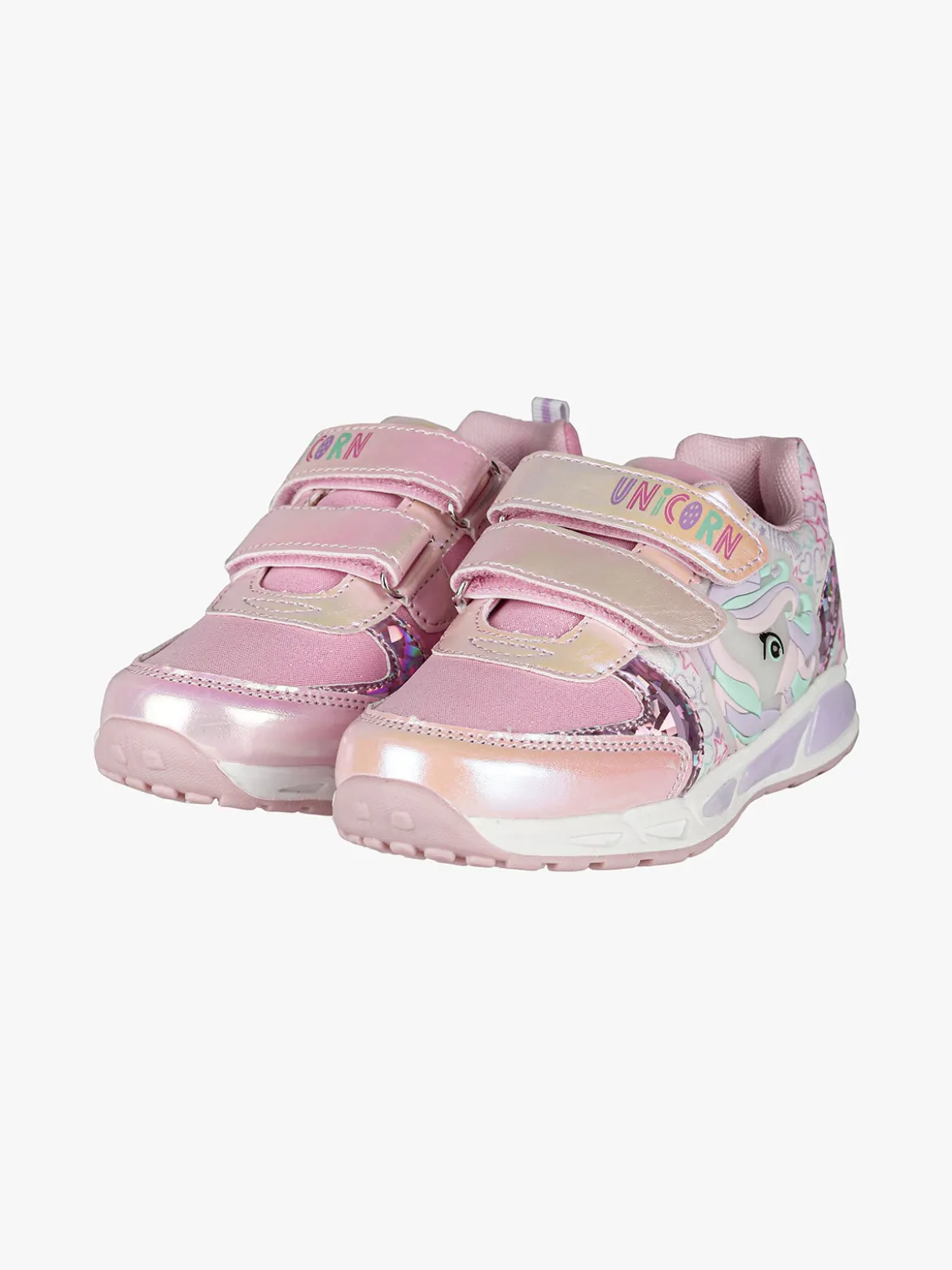 Unicorn Sneakers da bambina con luci e chiusura a strappo