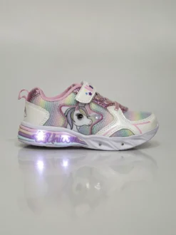 Unicorn Sneakers da bambina con luci e cinturino a strappo